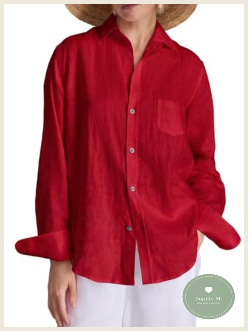 100% Linen Long Sleeve Button Down Shirt Women Casual Oversized Blouse